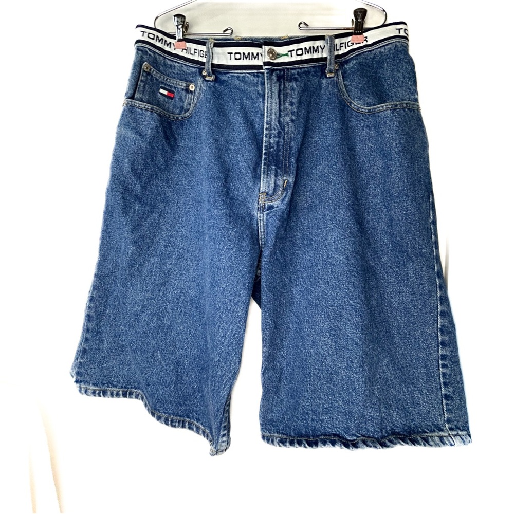 Tommy Hilfiger Blue Denim Jean Shorts with Branded Waistband